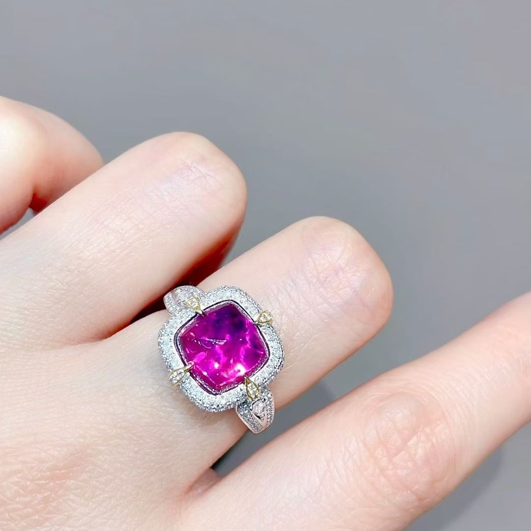 14k Gold 4.25 Ctw Natural Tourmaline & Diamond Ring - 5
