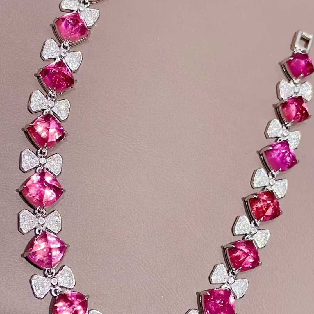 14k Gold 15.6 Ct Natural Tourmaline & Diamond Bracelet - 2