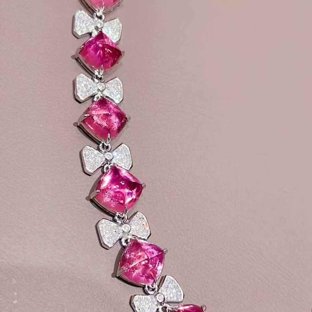 14k Gold 15.6 Ct Natural Tourmaline & Diamond Bracelet - 3