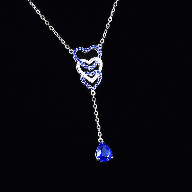 14k Gold 1.30 Ctw Natural Sapphire & Diamond Necklace - 3