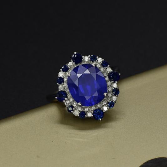 14k Gold 3.47 Ctw Natural Sapphire & Diamond Ring - 3