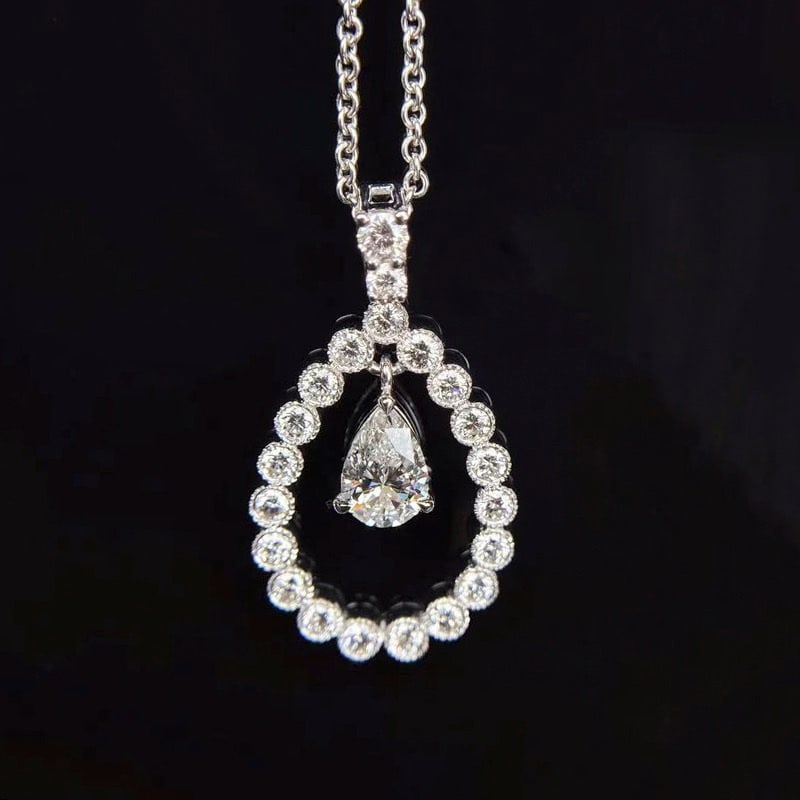 Gia Certified 14k Gold 0.4 Ct Natural F Si1 Pear Diamond Pendant( Without Chain )