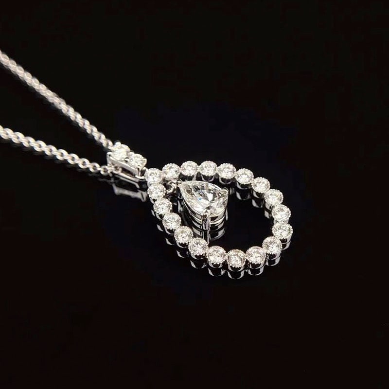 Gia Certified 14k Gold 0.4 Ct Natural F Si1 Pear Diamond Pendant( Without Chain ) - 2