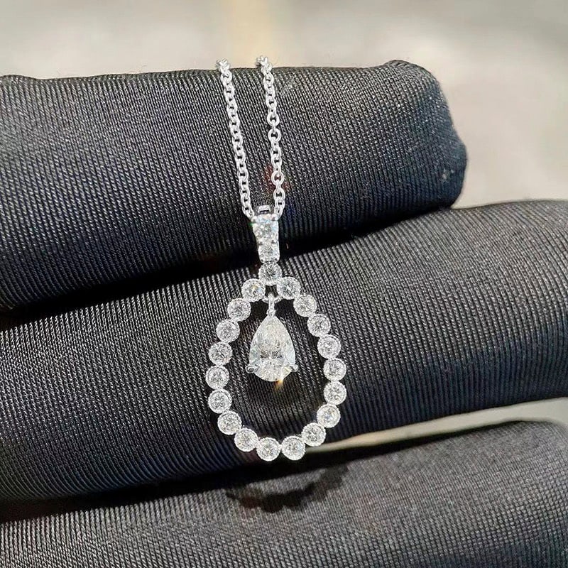 Gia Certified 14k Gold 0.4 Ct Natural F Si1 Pear Diamond Pendant( Without Chain ) - 3