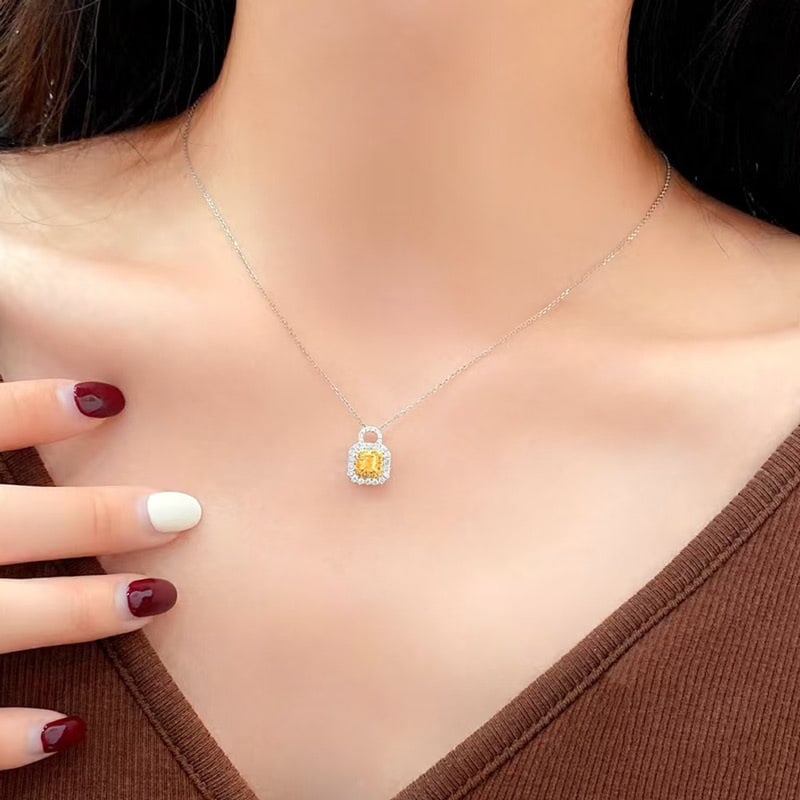 14k Gold 0.90 Ctw Natural Yellow Diamond & Diamond Earrings/pendant( Without Chain ) - 4