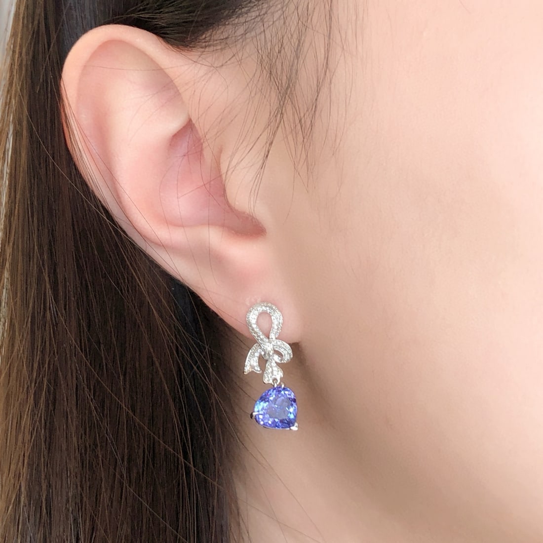 14k Gold 3.83 Ctw Natural Tanzanite & Diamond Earrings - 7