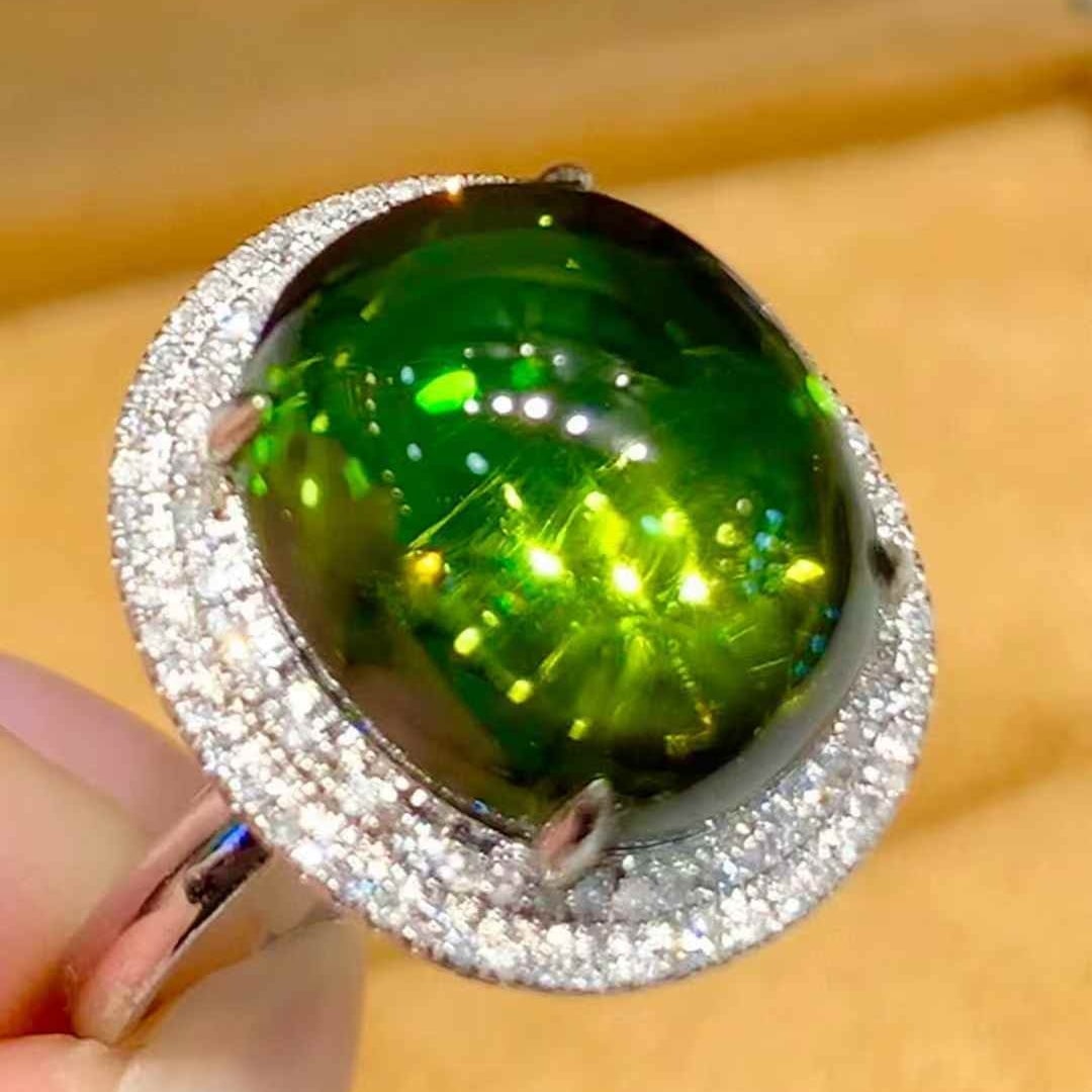 14k Gold 8.5 Ct Natural Tourmaline & Diamond Ring