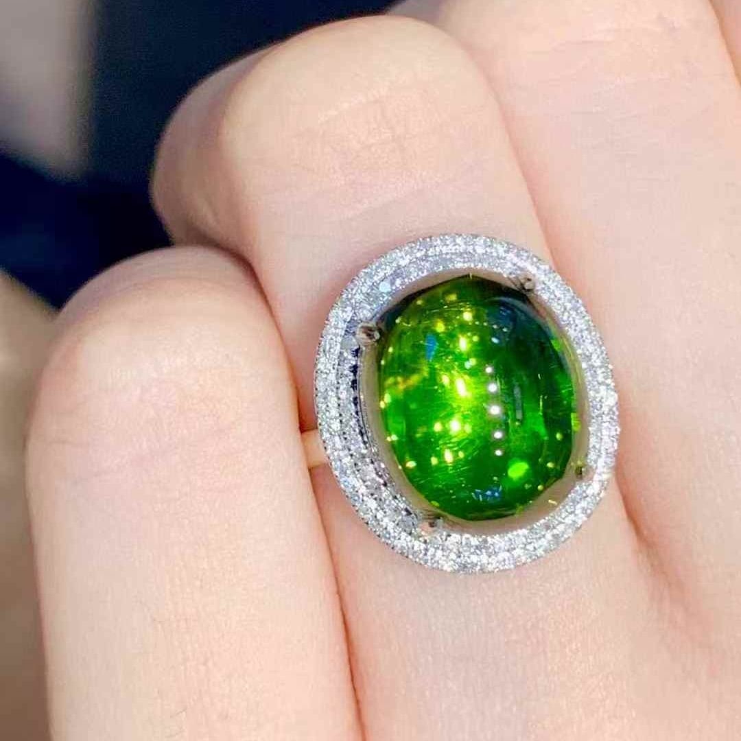 14k Gold 8.5 Ct Natural Tourmaline & Diamond Ring - 3