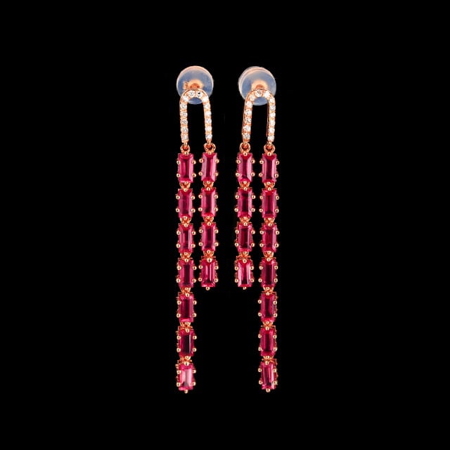 14k Gold 2.86 Ctw Natural Ruby & Diamond Earrings