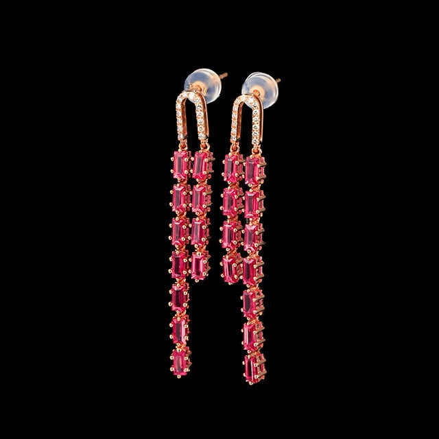 14k Gold 2.86 Ctw Natural Ruby & Diamond Earrings - 2