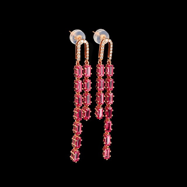 14k Gold 2.86 Ctw Natural Ruby & Diamond Earrings - 3