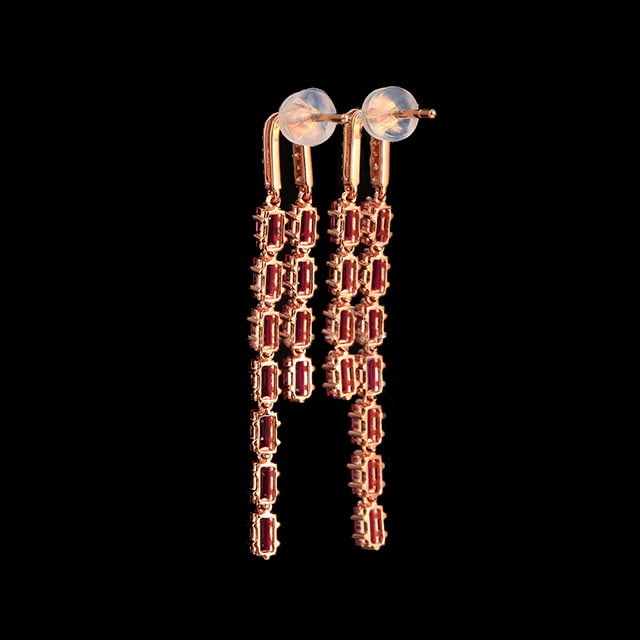 14k Gold 2.86 Ctw Natural Ruby & Diamond Earrings - 4