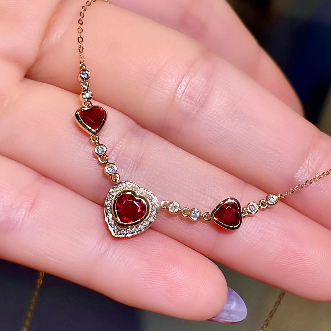 14k Gold 1.21 Ctw Natural Ruby & Diamond Necklace - 3
