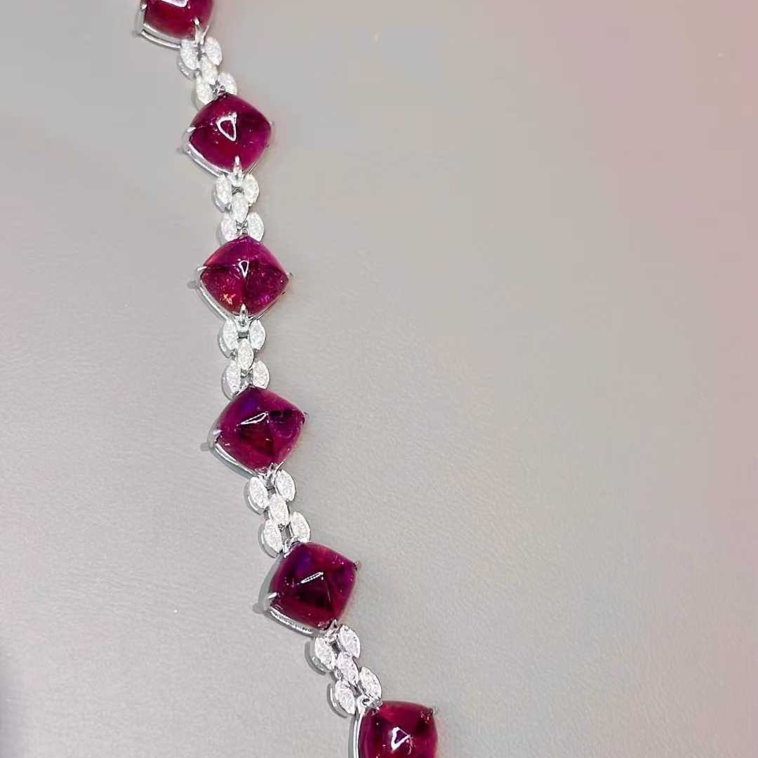 14k Gold 17.5 Ct Natural Tourmaline & Diamond Bracelet