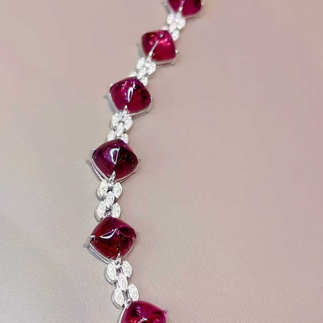 14k Gold 17.5 Ct Natural Tourmaline & Diamond Bracelet - 2