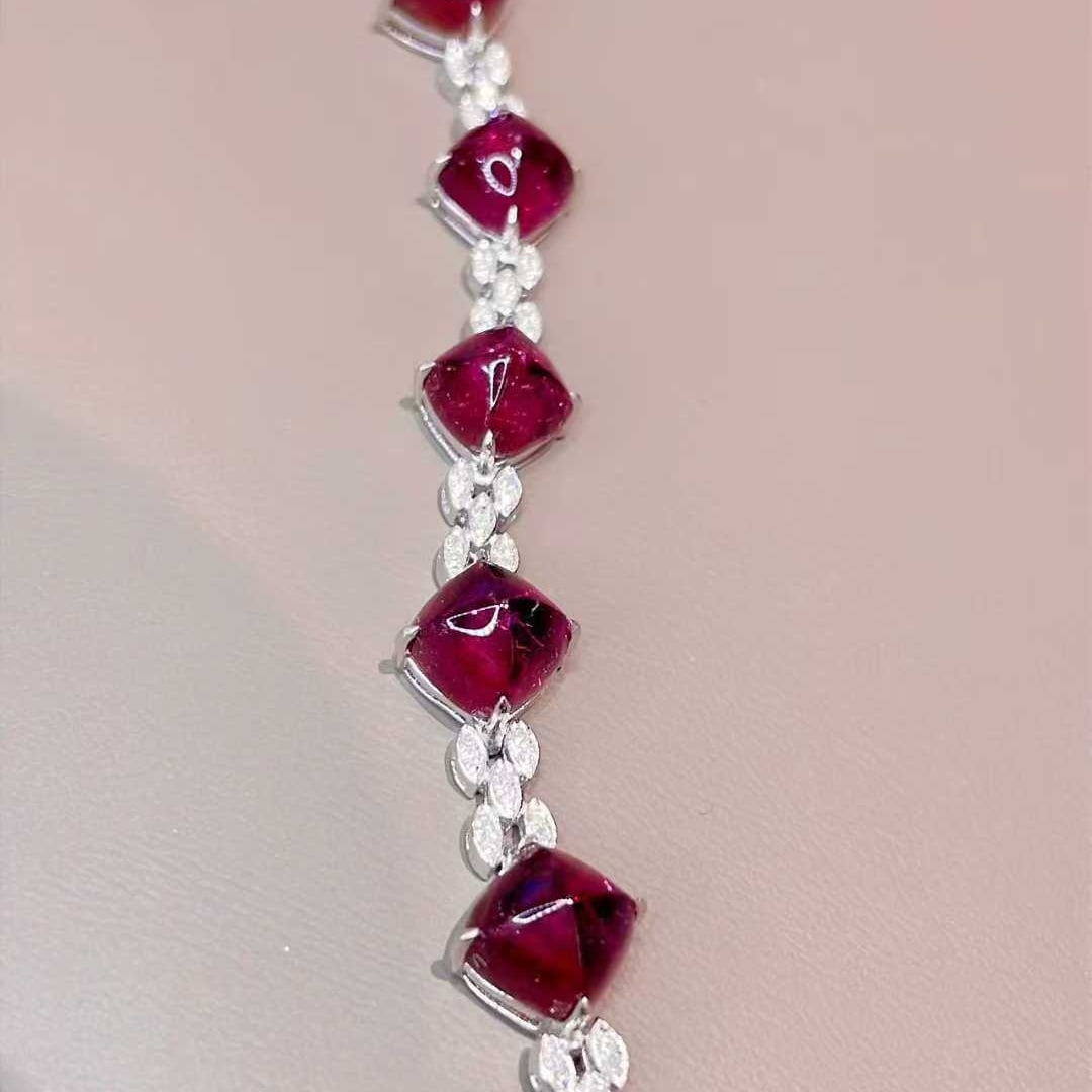 14k Gold 17.5 Ct Natural Tourmaline & Diamond Bracelet - 4
