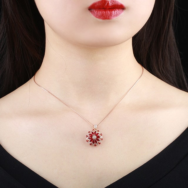 14k Gold 2.71 Ctw Natural Ruby & Diamond Pendant( Without Chain ) - 6