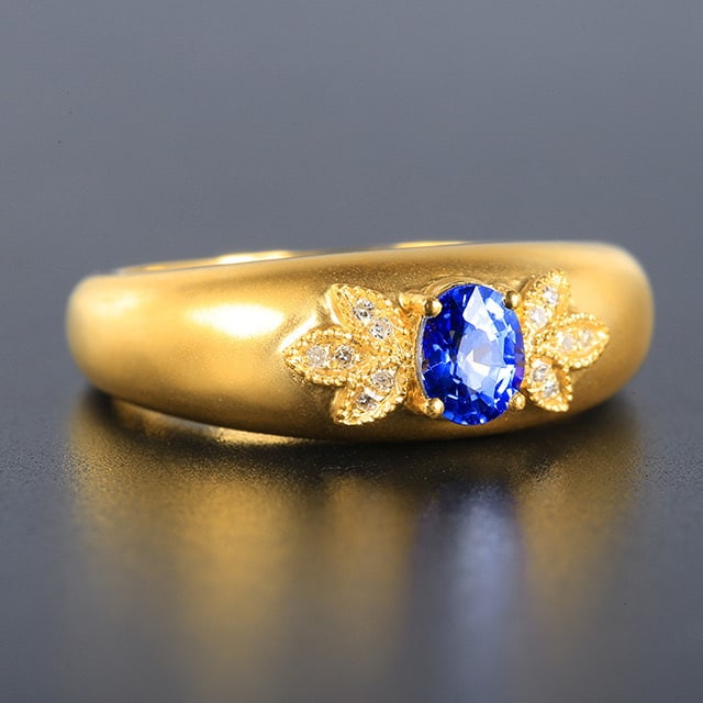 14k Gold 0.53 Ctw Natural Sapphire & Diamond Ring - 2
