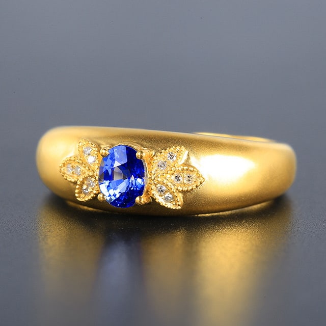 14k Gold 0.53 Ctw Natural Sapphire & Diamond Ring - 3