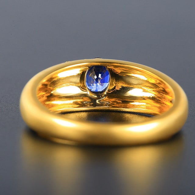 14k Gold 0.53 Ctw Natural Sapphire & Diamond Ring - 4