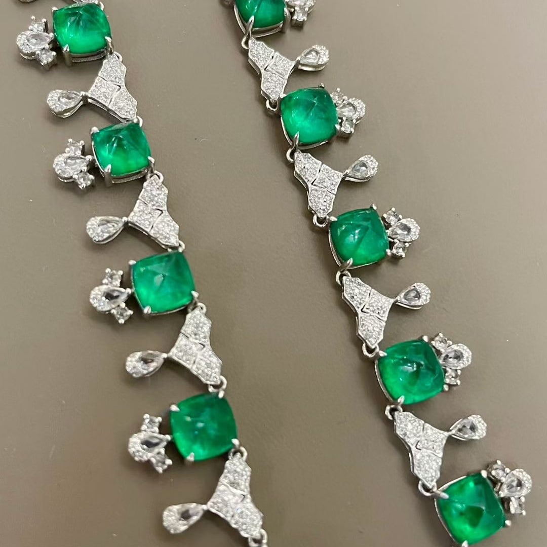 14k Gold 20.65 Ctw Natural Emerald & Diamond Necklace - 4
