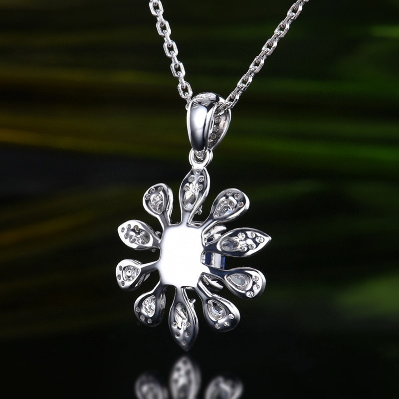 14k Gold 2.18 Ctw Natural Sapphire & Diamond Pendant( Without Chain ) - 4