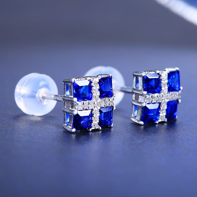 14k Gold 1.37 Ctw Natural Sapphire & Diamond Earrings - 3