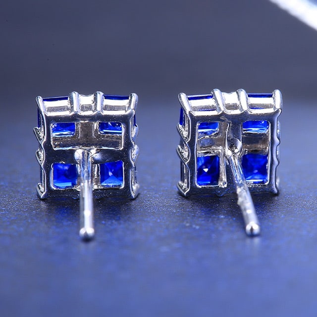 14k Gold 1.37 Ctw Natural Sapphire & Diamond Earrings - 4