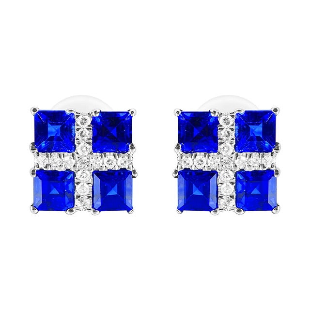 14k Gold 1.37 Ctw Natural Sapphire & Diamond Earrings - 5
