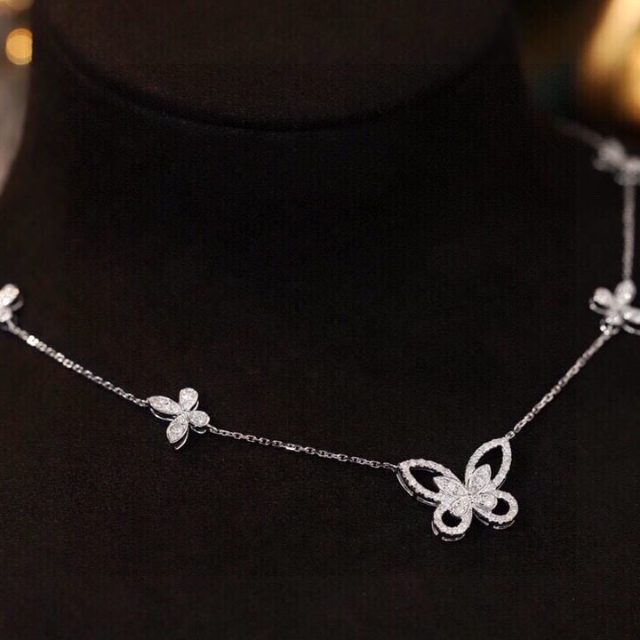 14k Gold 0.8 Ct Natural H Diamond & Butterfly Necklace - 4