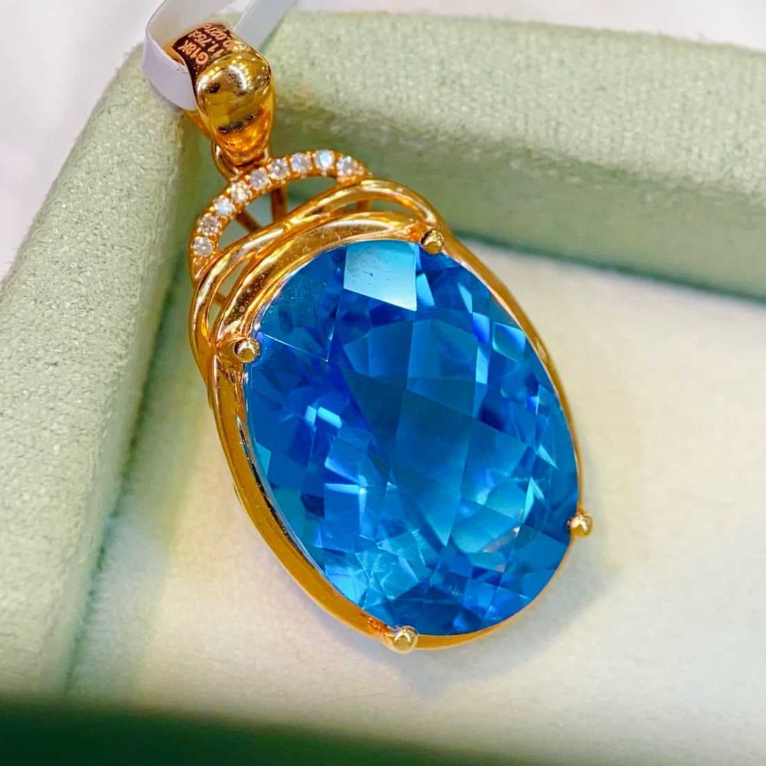 14k Gold 11.77 Ctw Natural Topaz & Diamond Pendant( Without Chain ) - 3