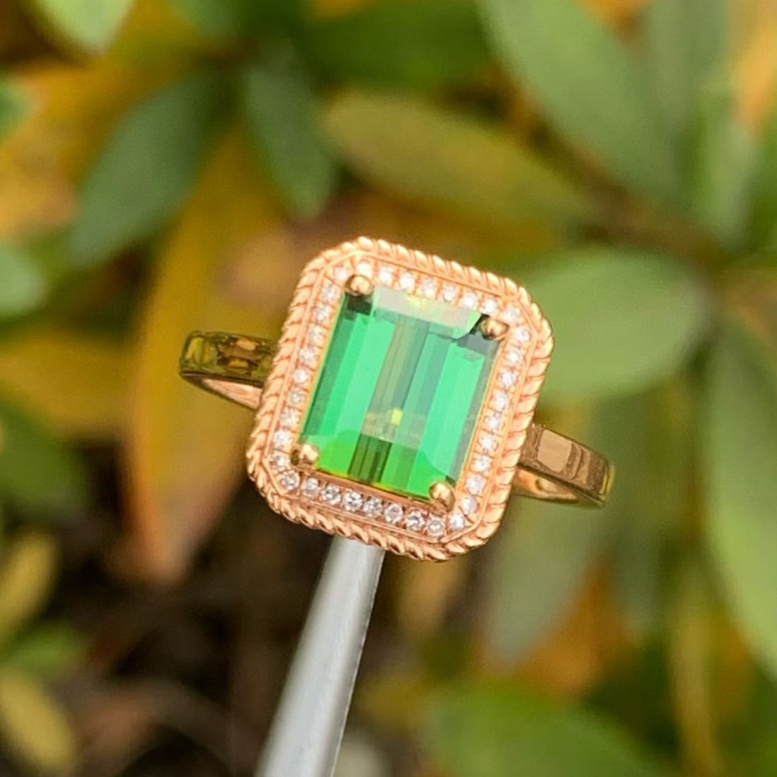 14k Gold 2.31 Ct Natural Tourmaline & Diamond Ring - 4