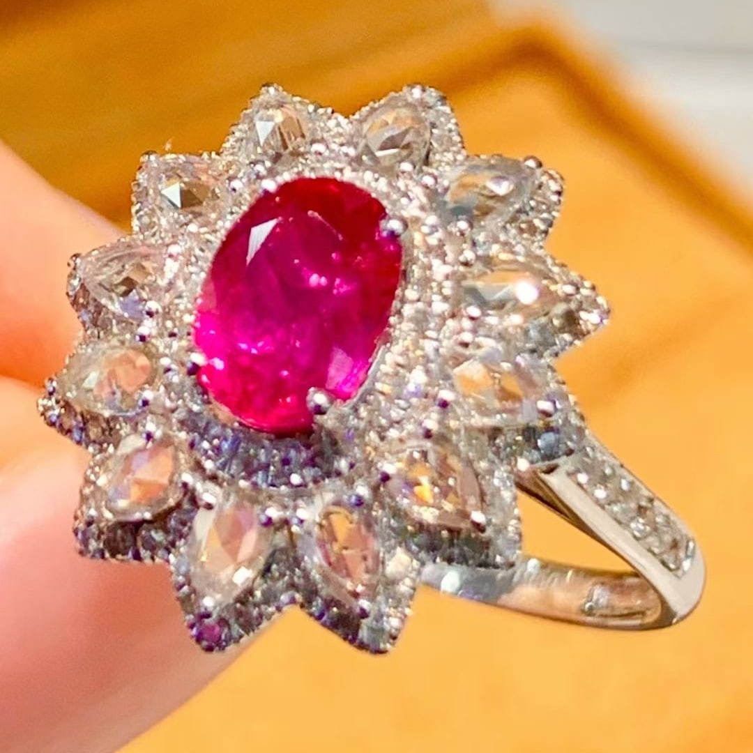 14k Gold 1.08 Ct Natural Ruby & Diamond & Sapphire Ring - 3
