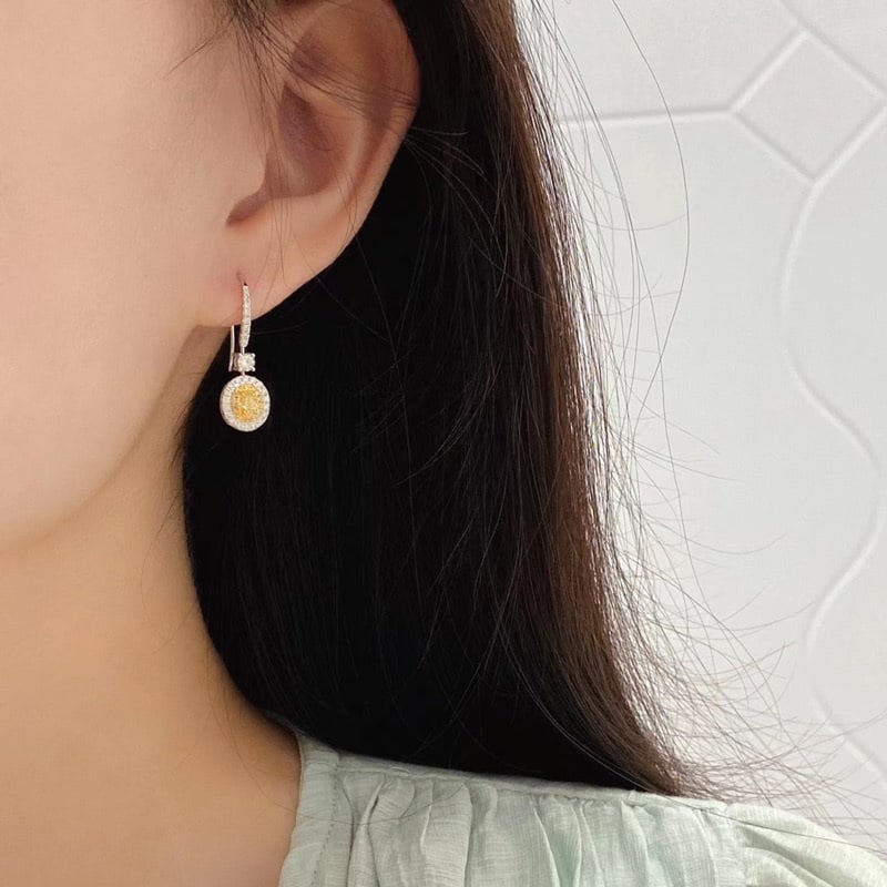 14k Gold 1.1 Ctw Natural Yellow Diamond & Diamond Earrings - 4
