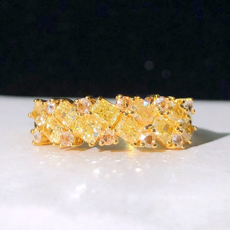 14k Gold 1.31 Ctw Natural Yellow Diamond & Yellow Diamond Ring