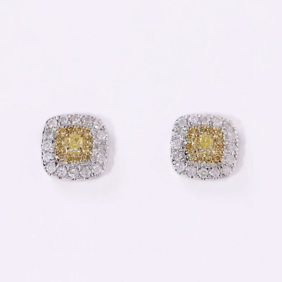 14k Gold 0.50 Ct Natural Color Diamond Earrings - 2
