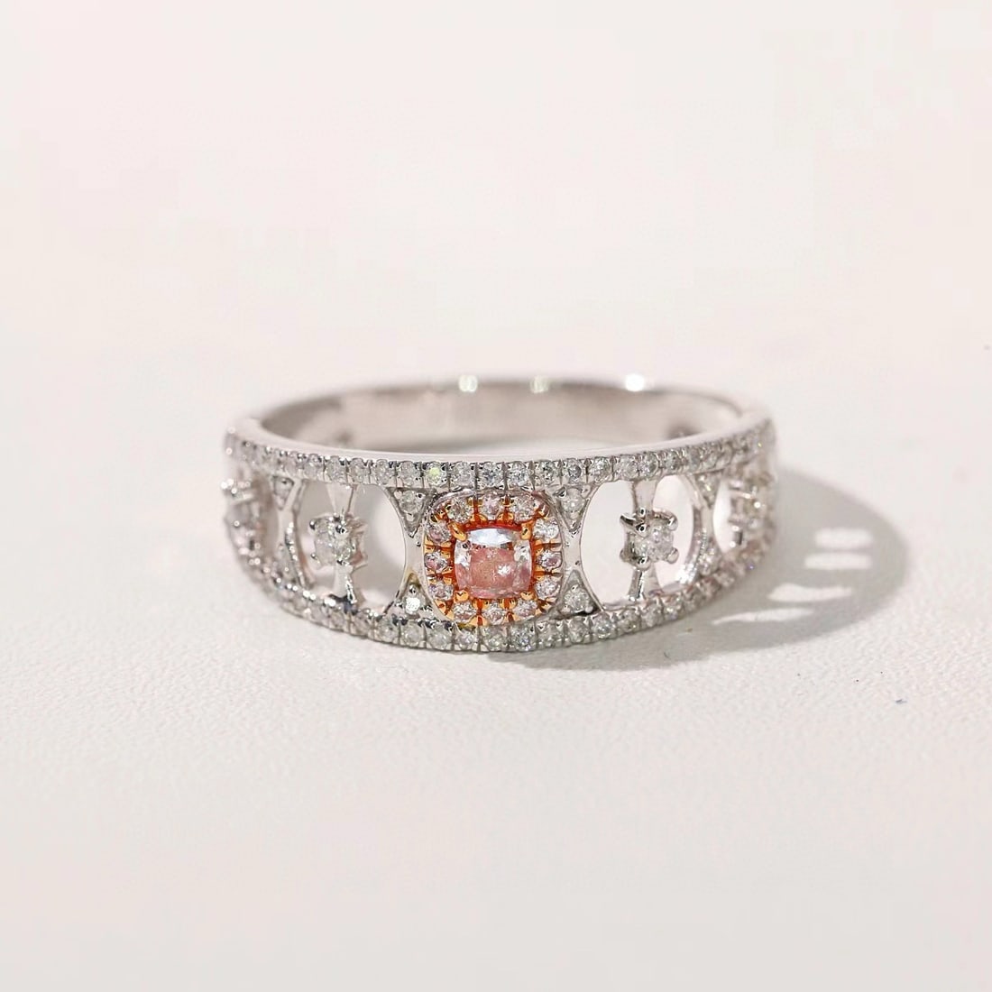 14k Gold 0.45 Ctw Natural Pink Diamond & Diamond Ring - 2