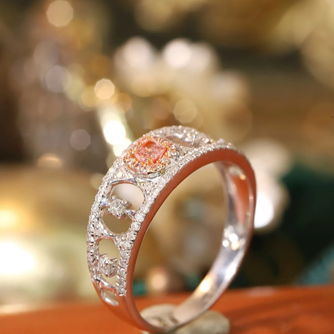 14k Gold 0.45 Ctw Natural Pink Diamond & Diamond Ring - 5