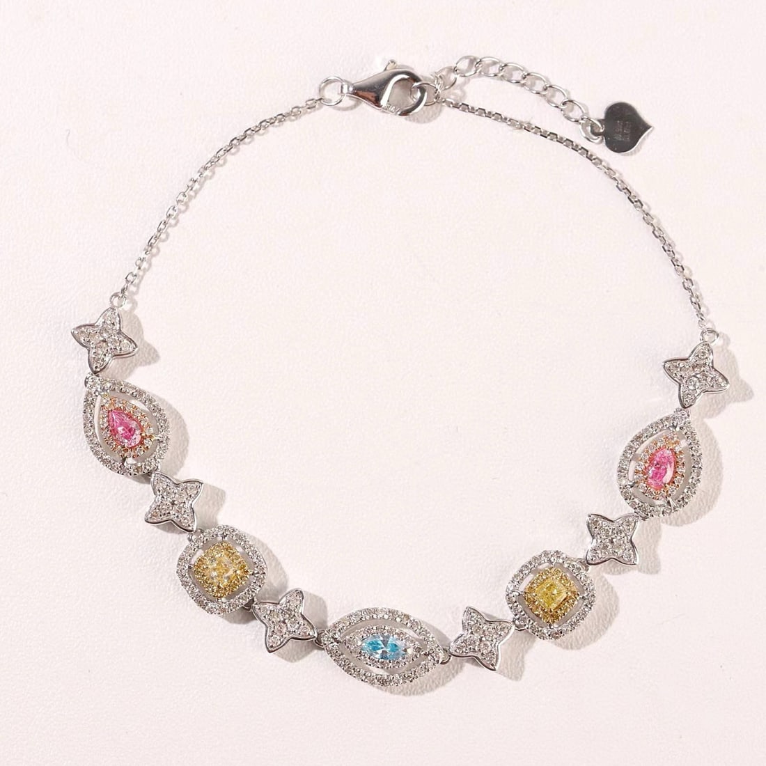 14k Gold 1.5 Ctw Natural Color Diamond & Diamond Bracelet - 6