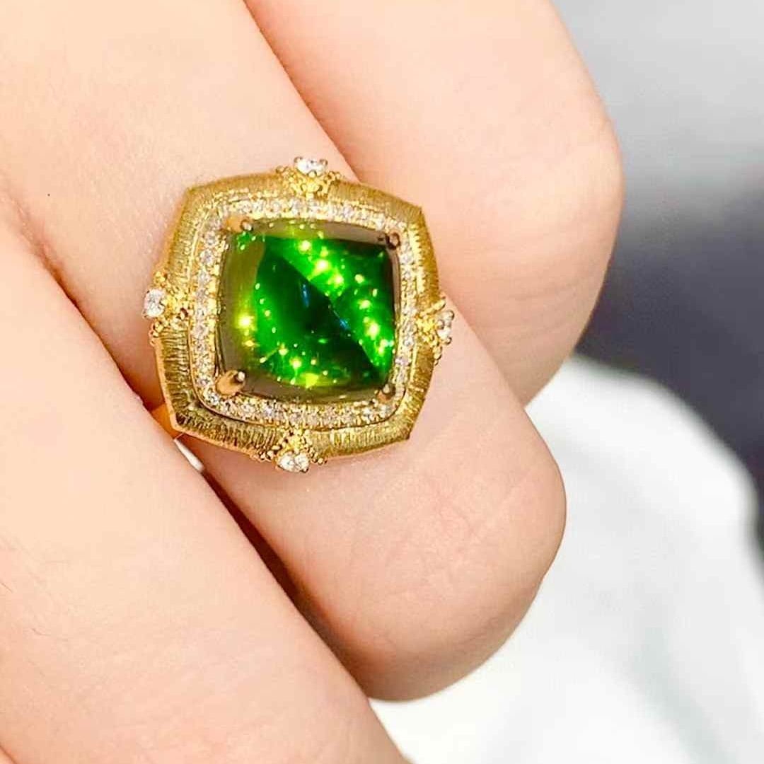 14k Gold 4.85 Ct Natural Tourmaline & Diamond Ring - 2