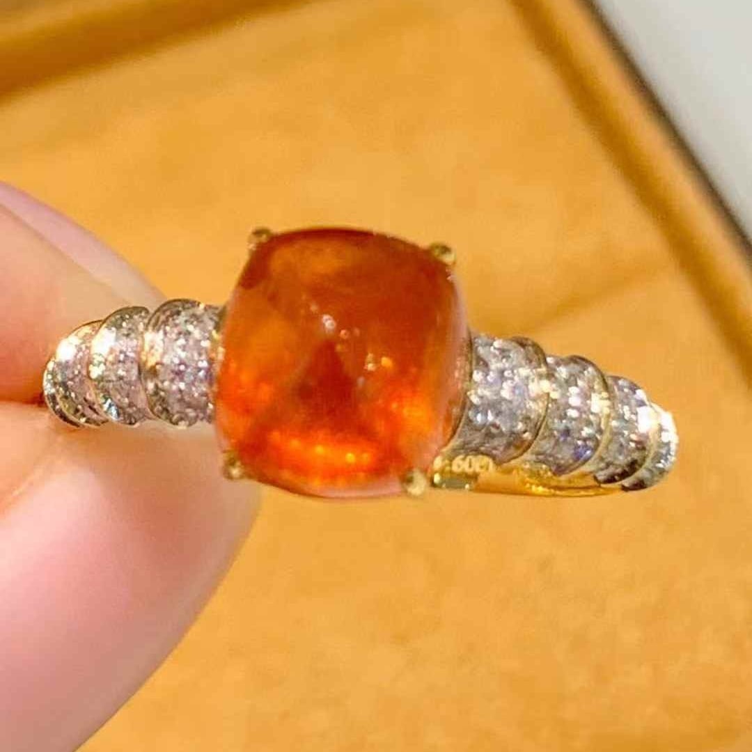14k Gold 3.6 Ct Natural Spessartine & Diamond Ring - 2