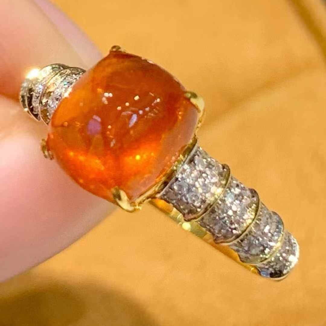 14k Gold 3.6 Ct Natural Spessartine & Diamond Ring - 3