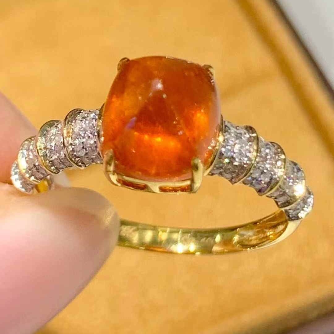 14k Gold 3.6 Ct Natural Spessartine & Diamond Ring - 4