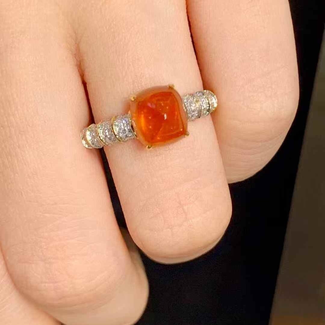 14k Gold 3.6 Ct Natural Spessartine & Diamond Ring - 5