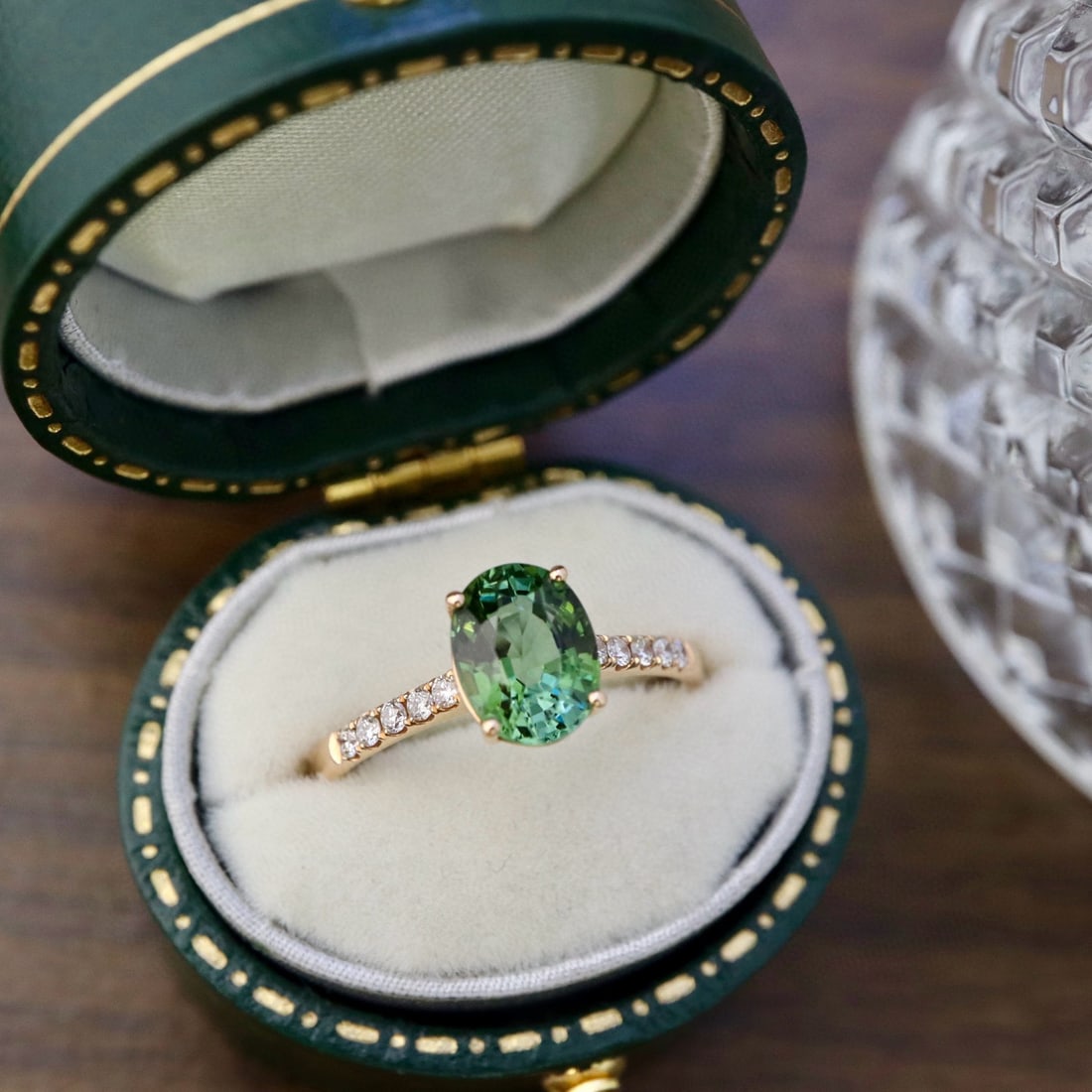 14k Gold 1.66 Ctw Natural Tourmaline & Diamond Ring