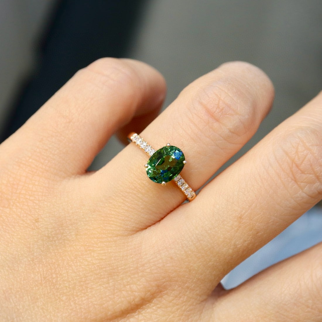 14k Gold 1.66 Ctw Natural Tourmaline & Diamond Ring - 7