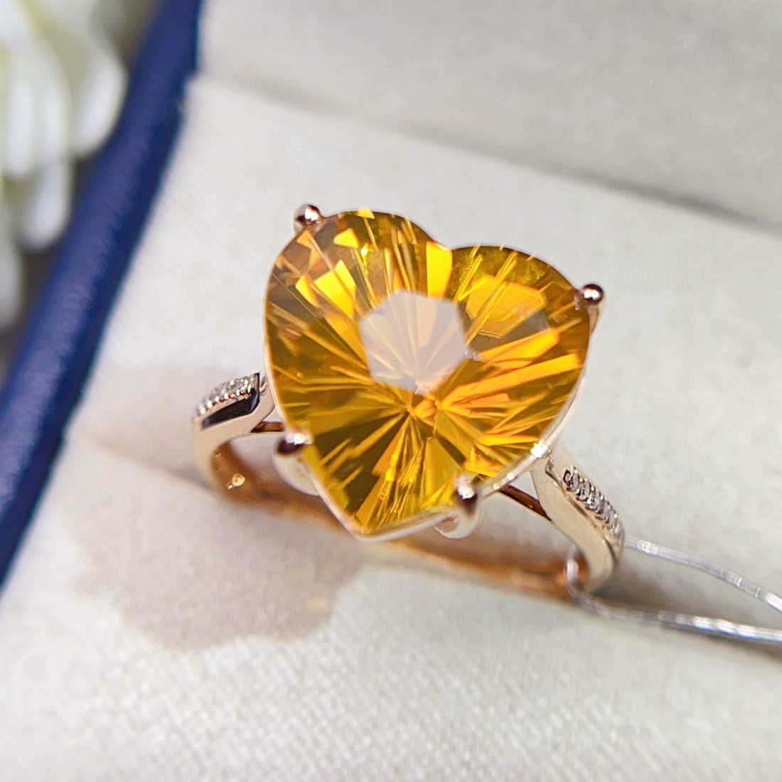 14k Gold 6.60 Ctw Natural Citrine & Diamond Ring - 2