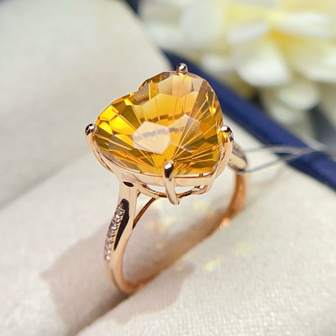 14k Gold 6.60 Ctw Natural Citrine & Diamond Ring - 3
