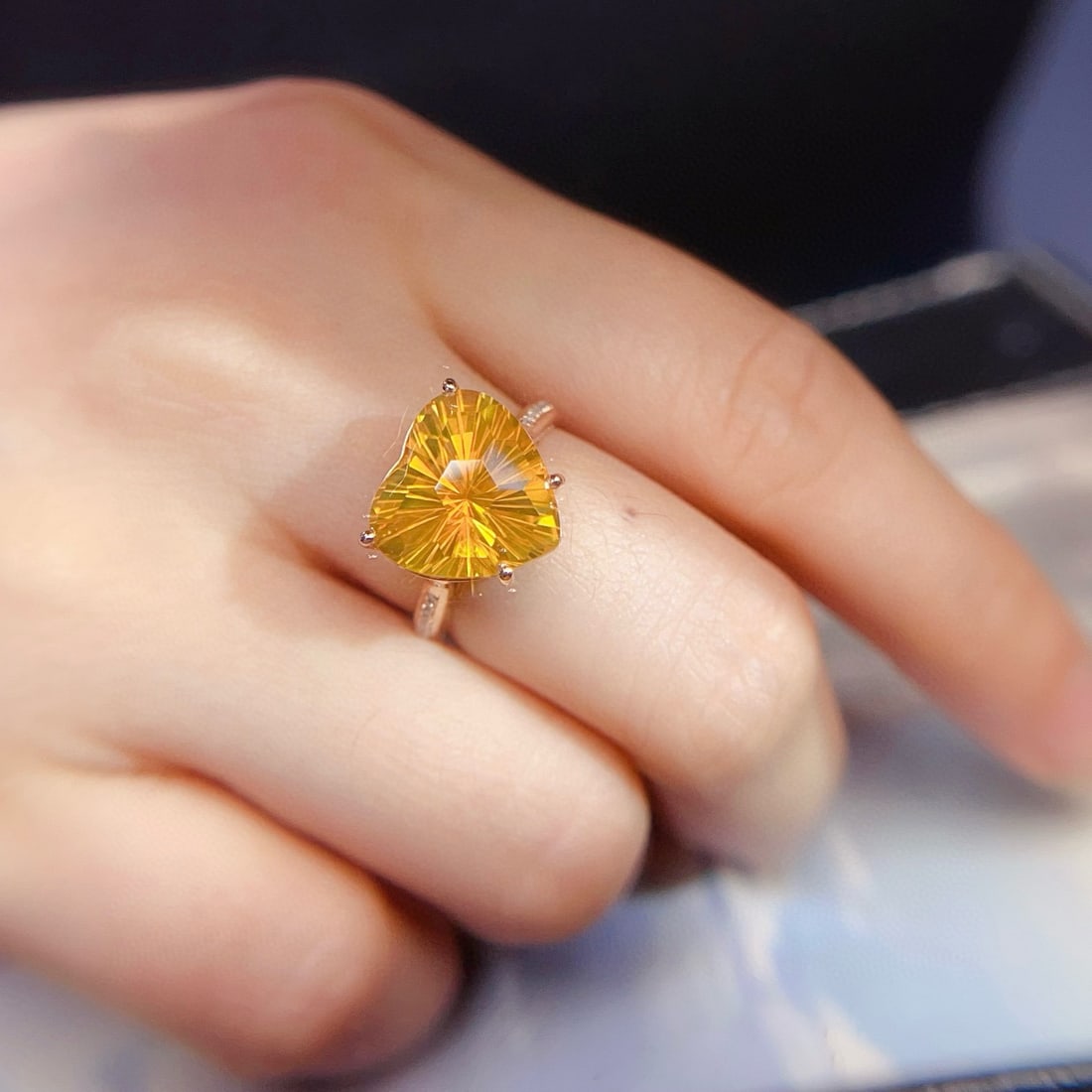 14k Gold 6.60 Ctw Natural Citrine & Diamond Ring - 6