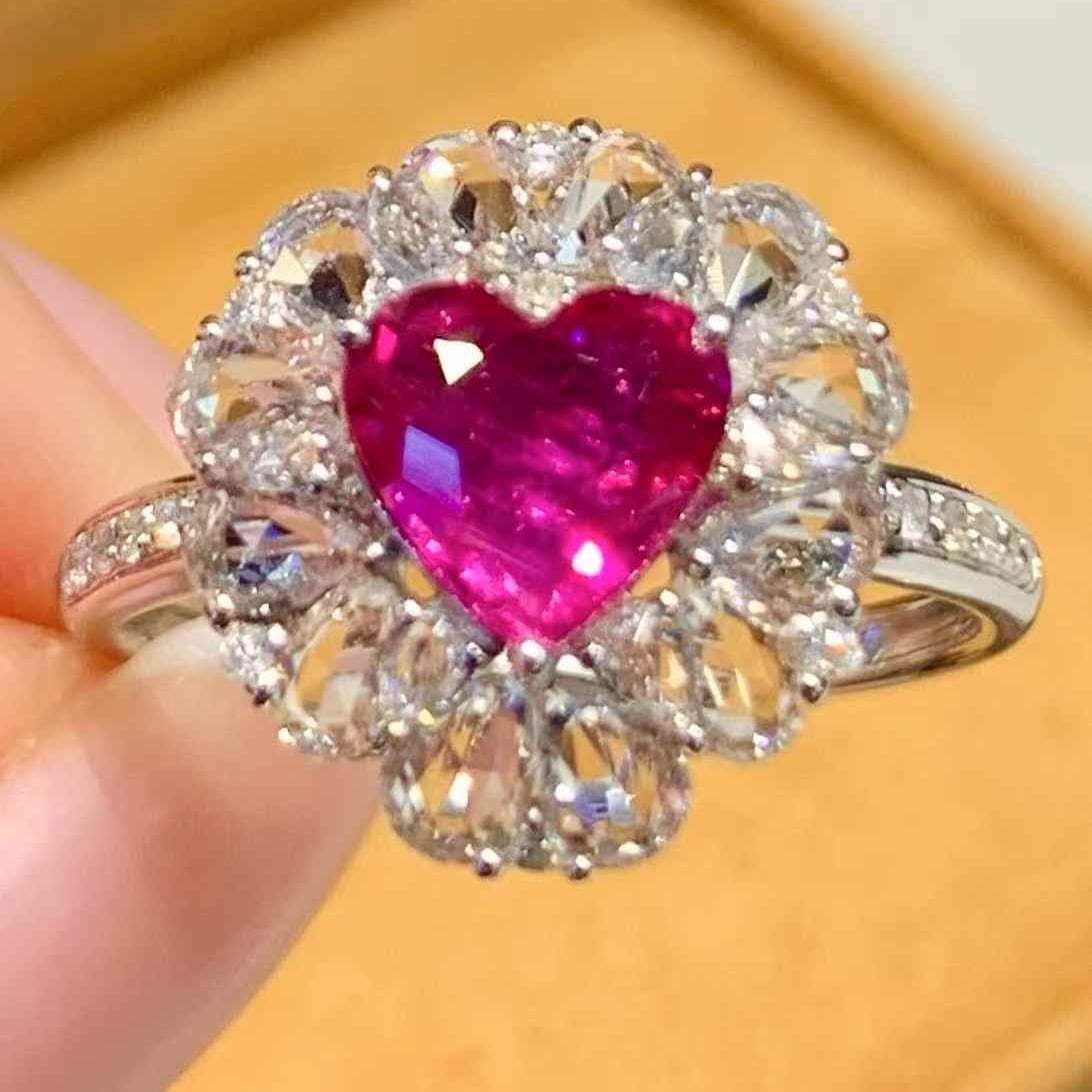 14k Gold 1.04 Ct Natural Ruby & Diamond & Sapphire Ring - 2
